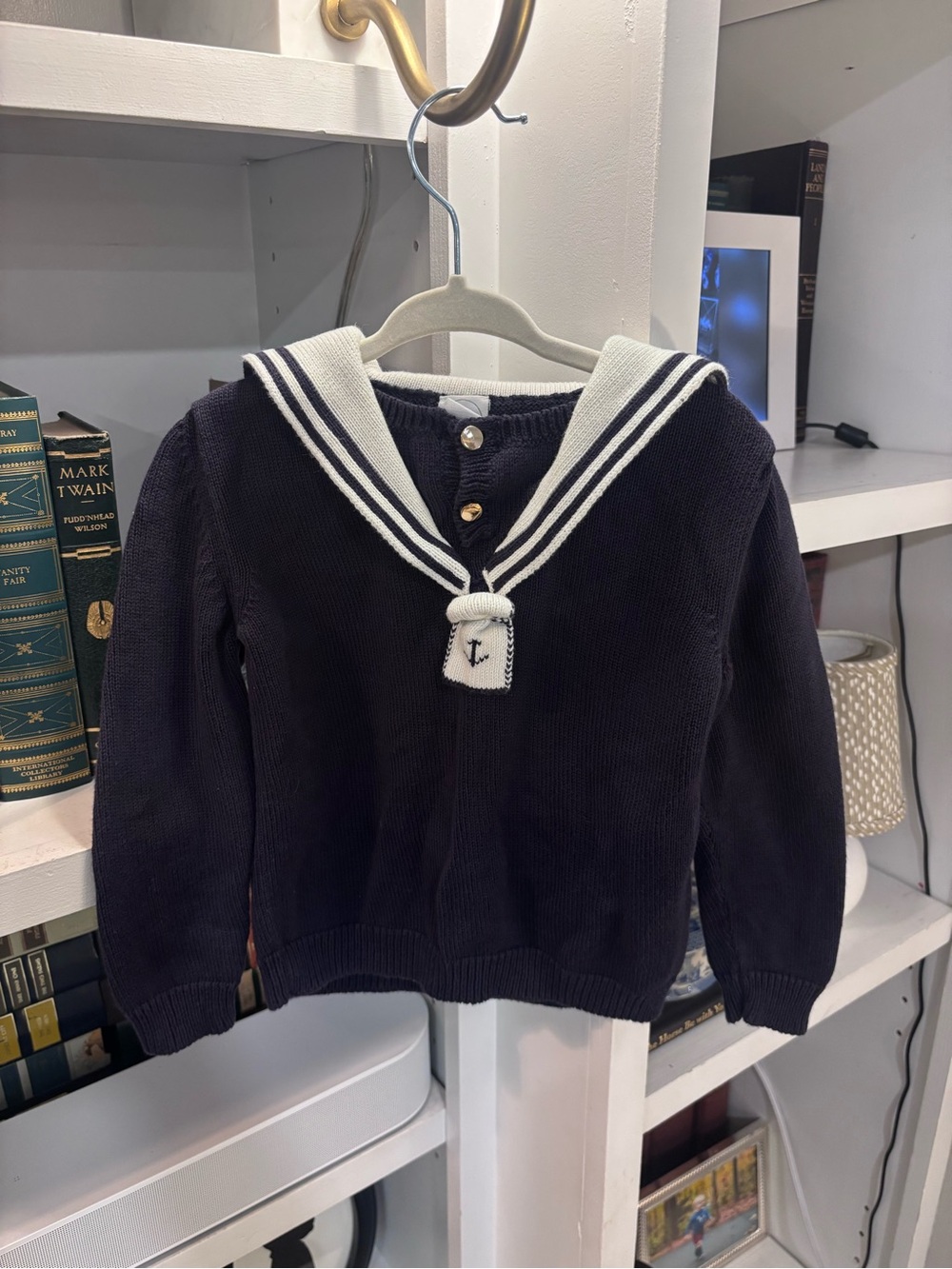 Kids Navy Sailor-Style Cotton Sweater